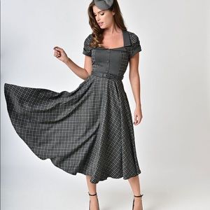 Voodoo Vixen gray plaid dress, size Med